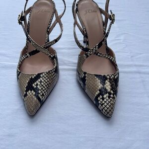 J. Crew Women's Size 10 Snakeskin Print Strappy Pointed Toe‎ Heels